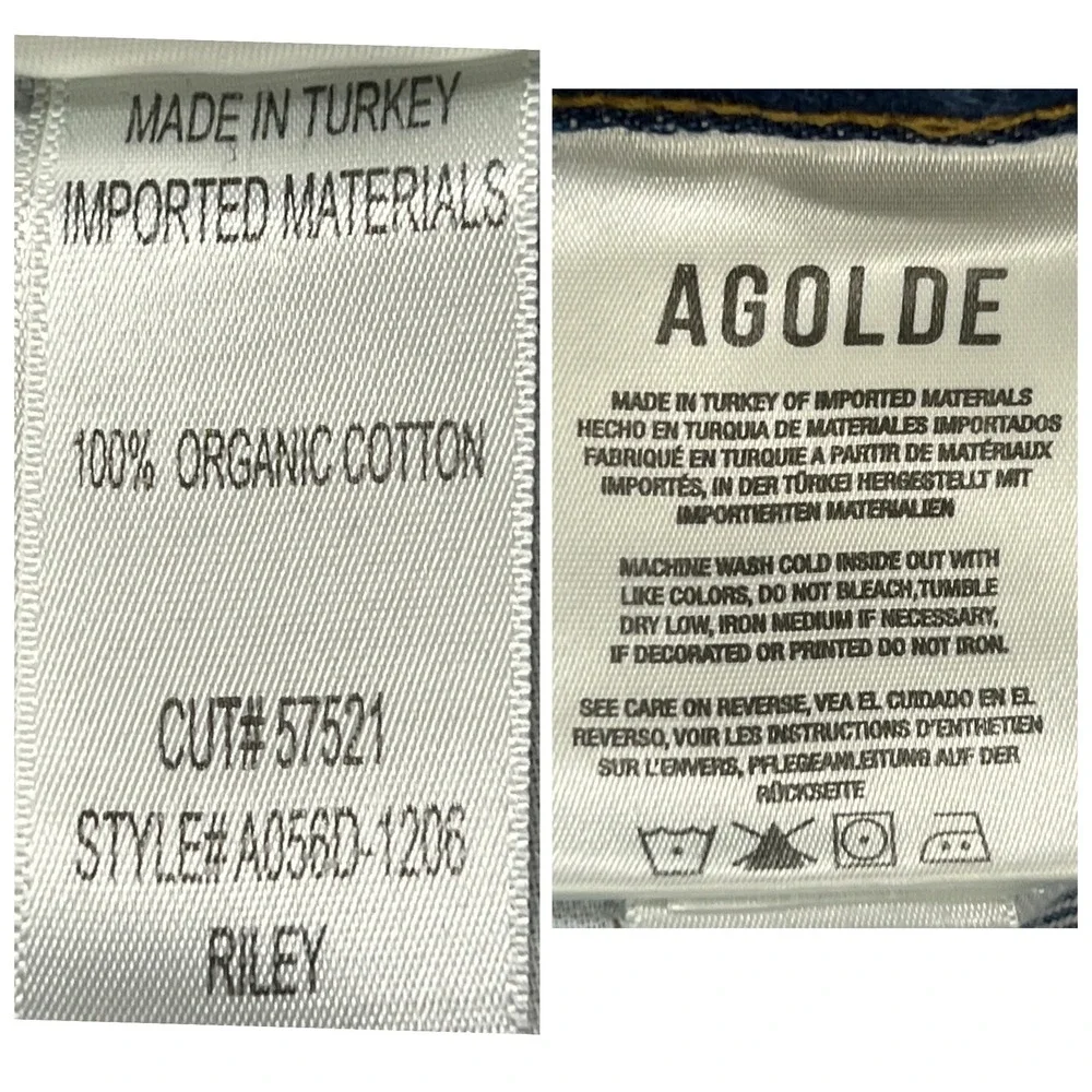 AGOLDE Riley Straight Leg Jeans 26" Distressed Cut Hems High Rise Button Fly - Picture 8 of 14